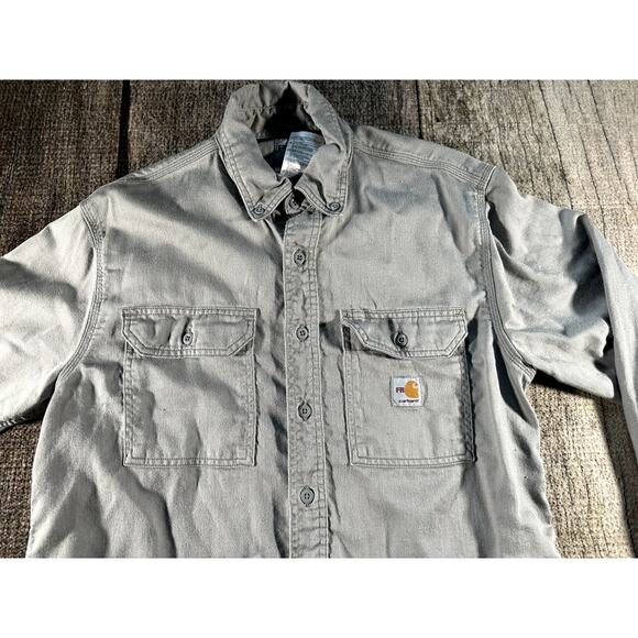 Carhartt FR Shirt Mens Gray Long Sleeve Button FRS003 GRY Cat 2 Fire Resistant - Picture 2 of 10